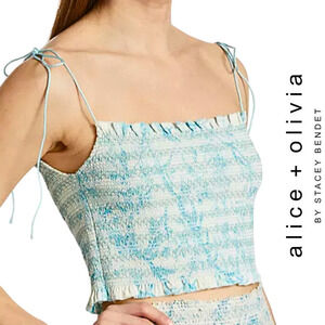 Alice + Olivia by Stacey Bendet NWT Kathlyn Floral Smocked Crop Top MSRP $275 XL